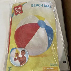 PLAY DAY BEACH BALL Ages 2+ Inflated Size 13in Diameter NEW Sealed 31074E
